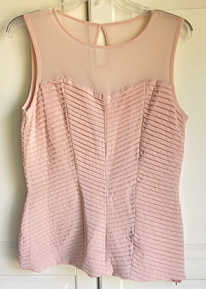 Cache Women’s Sleeveless Polyamide Peachy Pink Blush Blouse Top Sz M NWT - Picture 2 of 10
